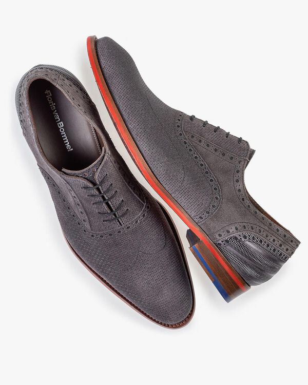 Lace shoe dark grey with print