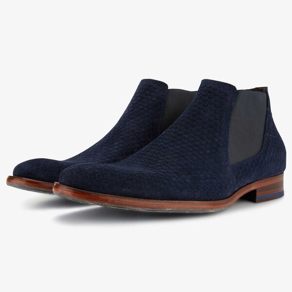 Floris van Bommel blue suede men’s Chelsea boot