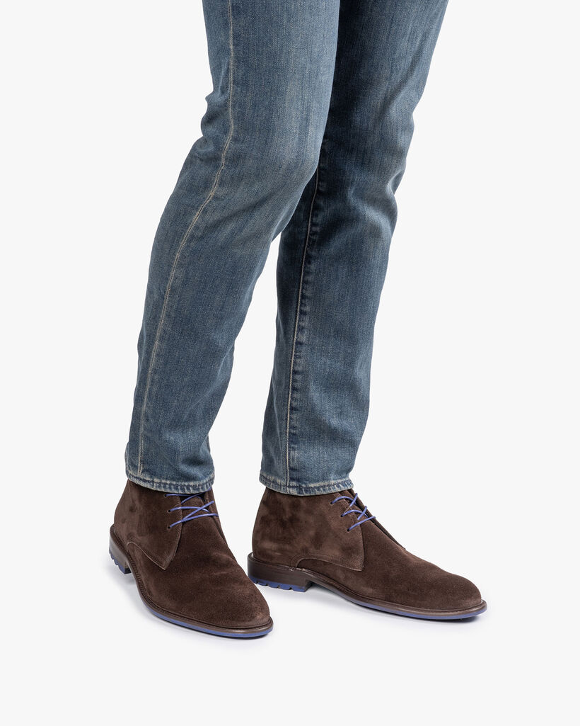 Lace boot suede leather dark brown