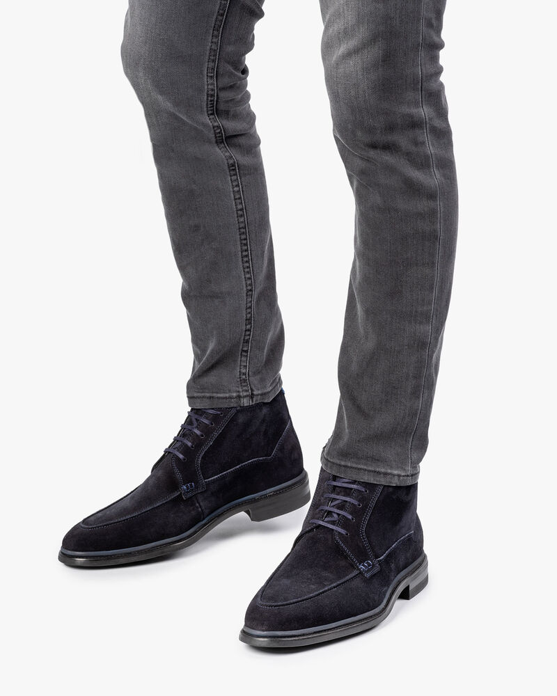 Veterboot blauw su&egrave;de