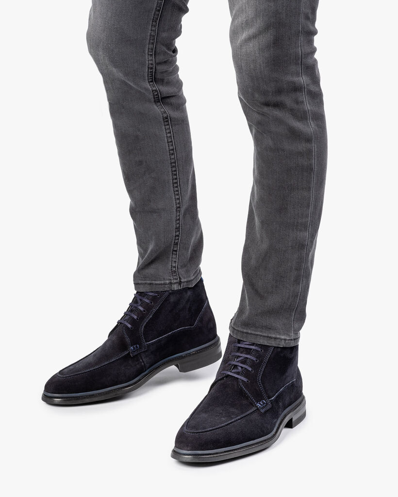 Veterboot blauw su&egrave;de