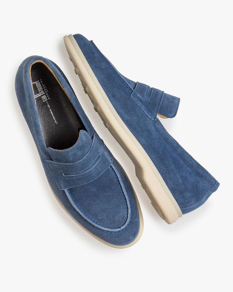 Blauwe su&egrave;de loafer