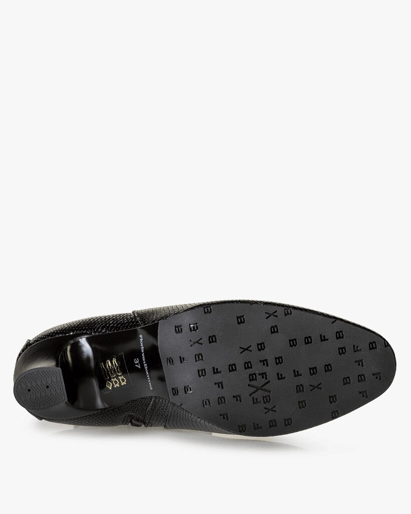 Enkellaars reptielenprint zwart