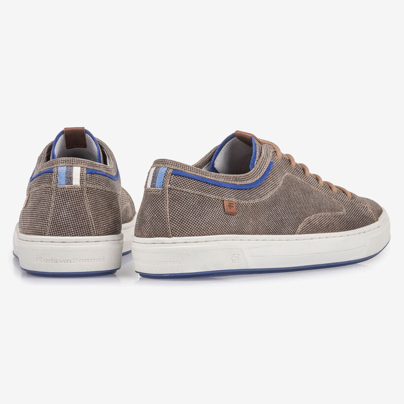 Bruine su&egrave;de veterschoen met print