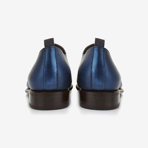 Floris van Bommel metallicblauwe leren heren veterschoen