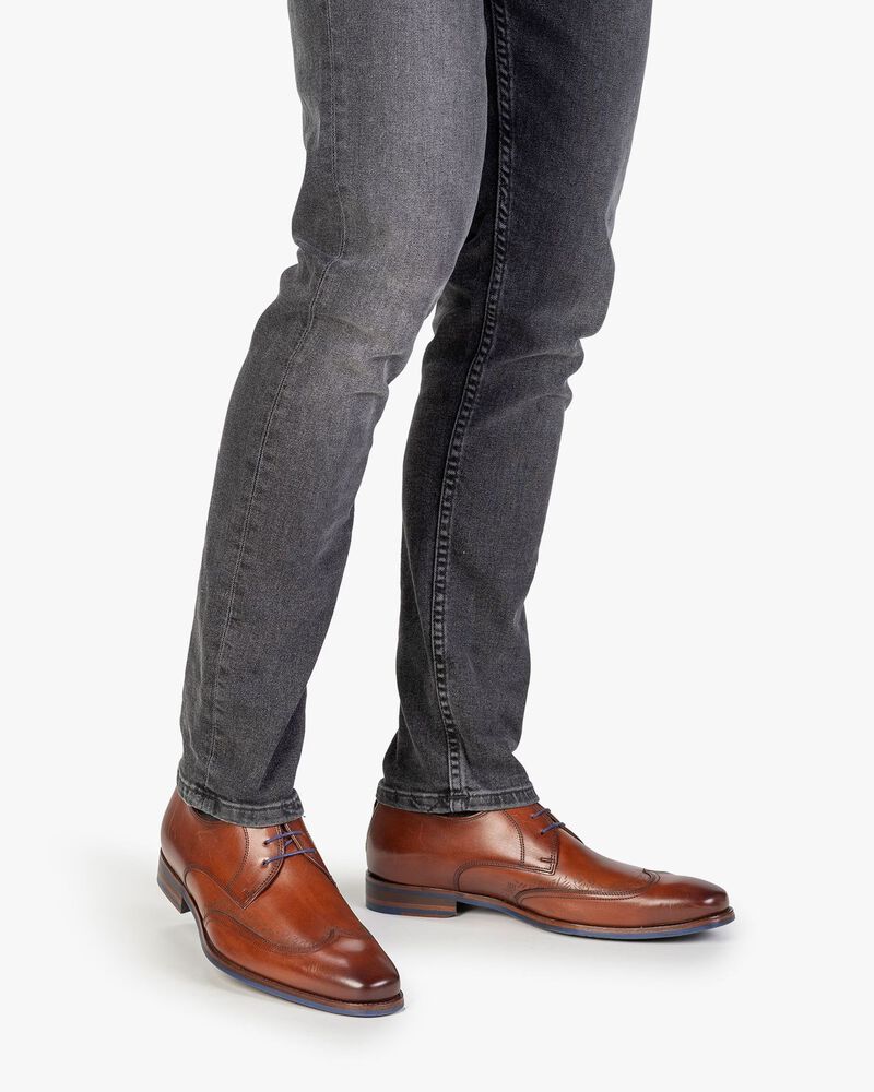 Veterschoen cognac kalfsleer