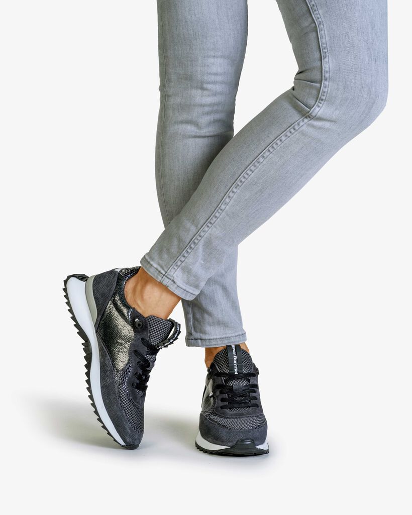 Sneaker geprint su&egrave;de grijs