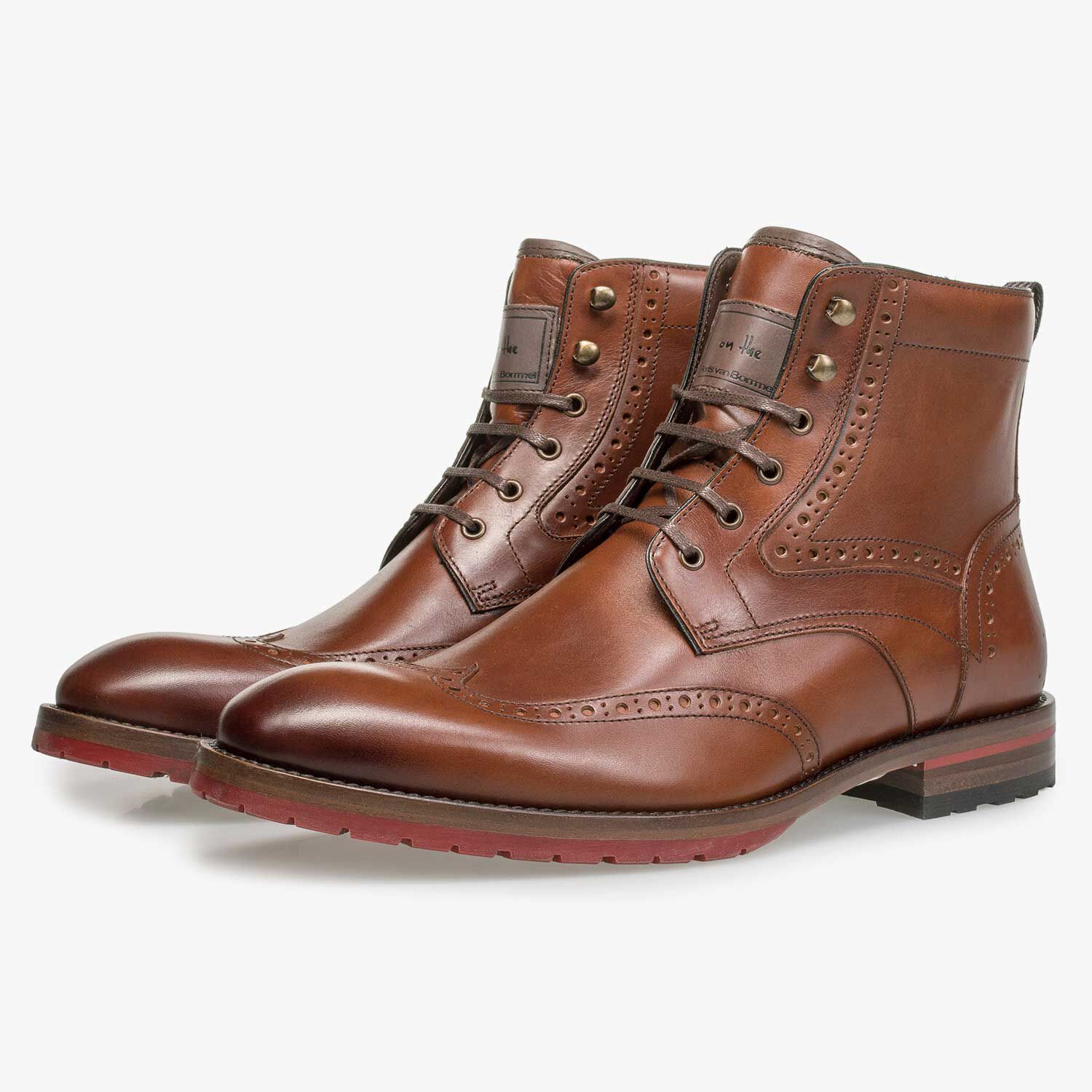 Calf leather brogue lace boot – cognac-coloured – 10295/03|Floris