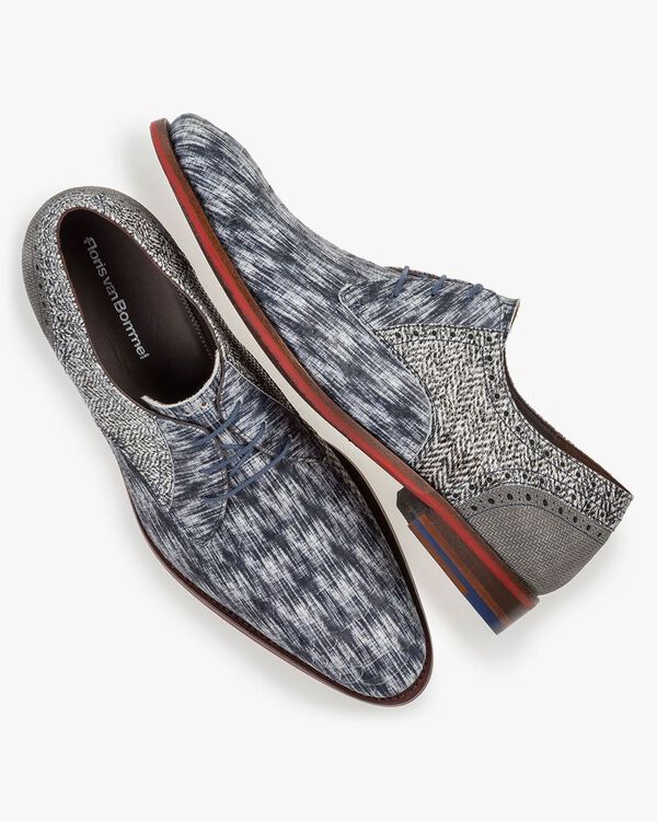 Veterschoen nubuck zwart/wit