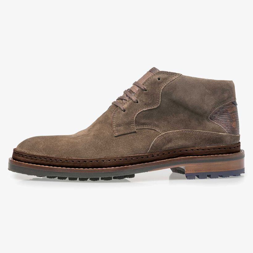 Suède veterboot donker taupe
