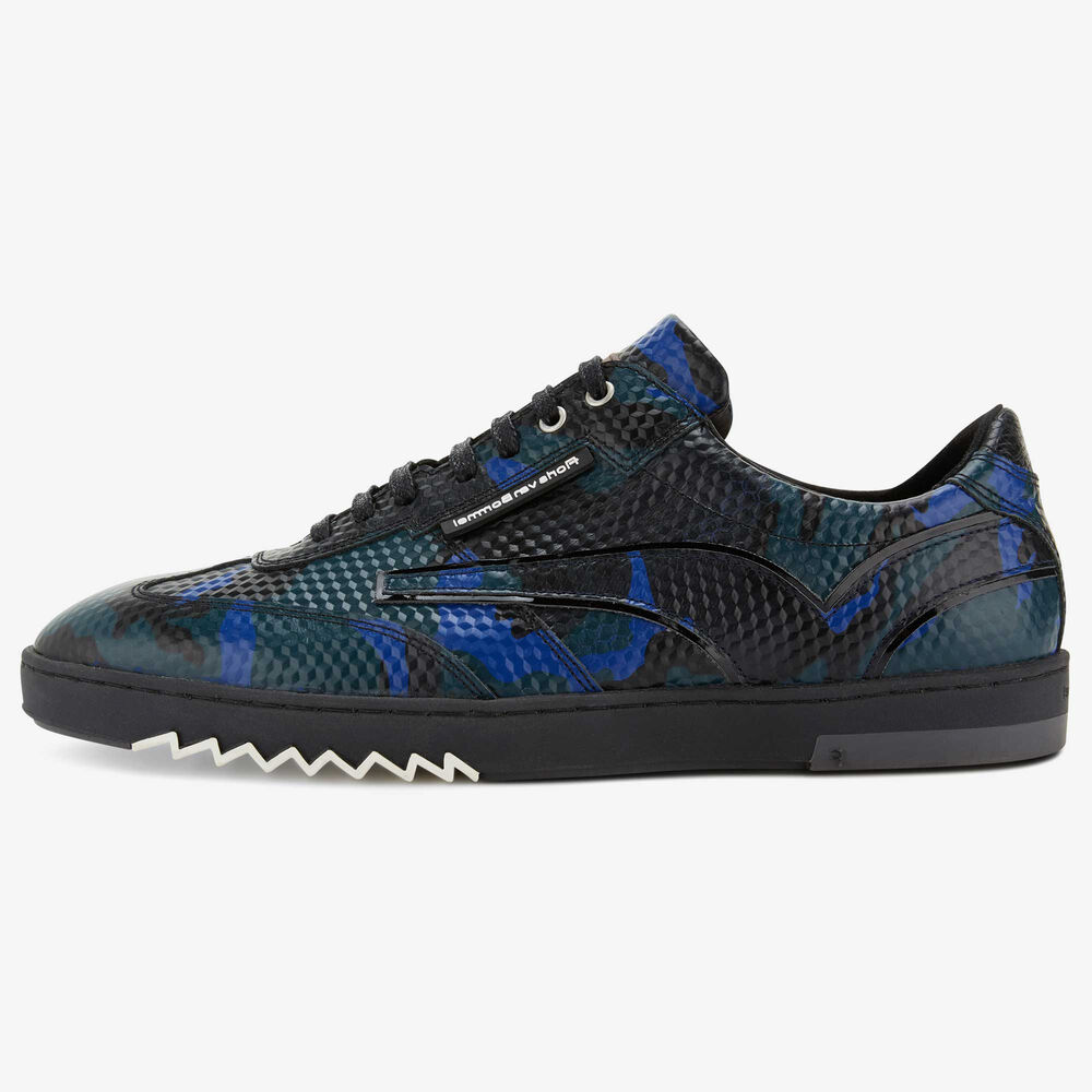 Floris van Bommel black leather men’s sneaker with snake print