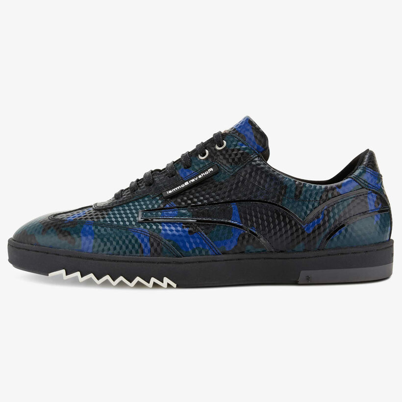 Floris van Bommel black leather men’s sneaker with snake print