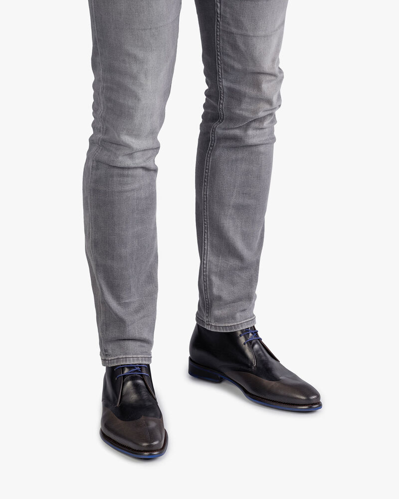 Veterboot zwart kalfsleer