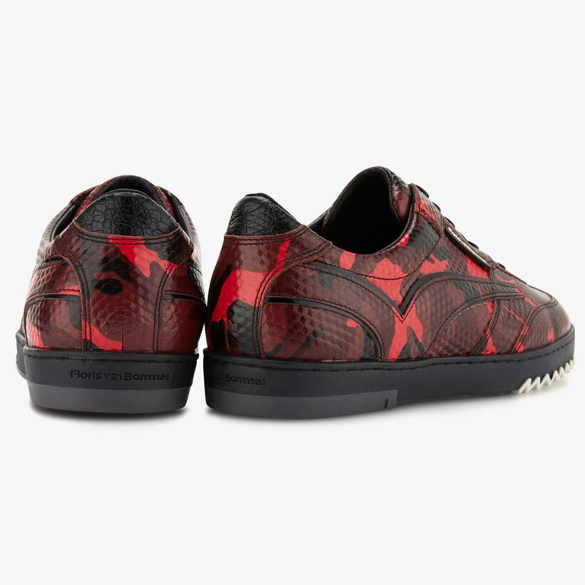 Floris van Bommel red leather men’s sneaker with snake print