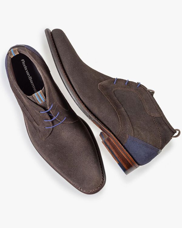 Lace boot brown suede leather