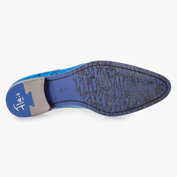 Premium blauwe veterschoen met snakeprint