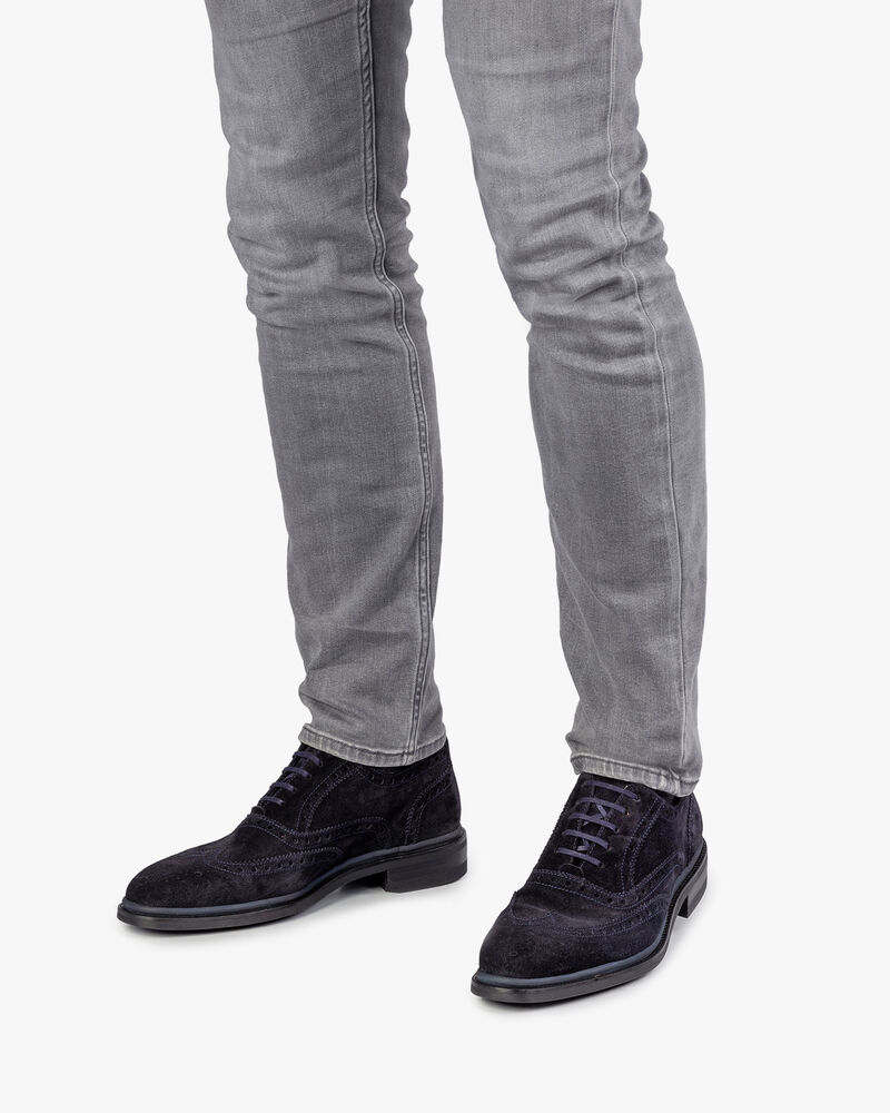 Brogue su&egrave;de donkerblauw