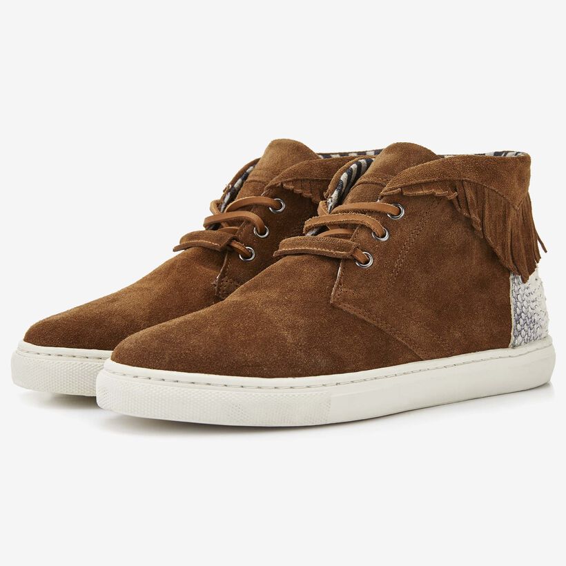 Floris van Bommel cognac suede women's lace-up boot