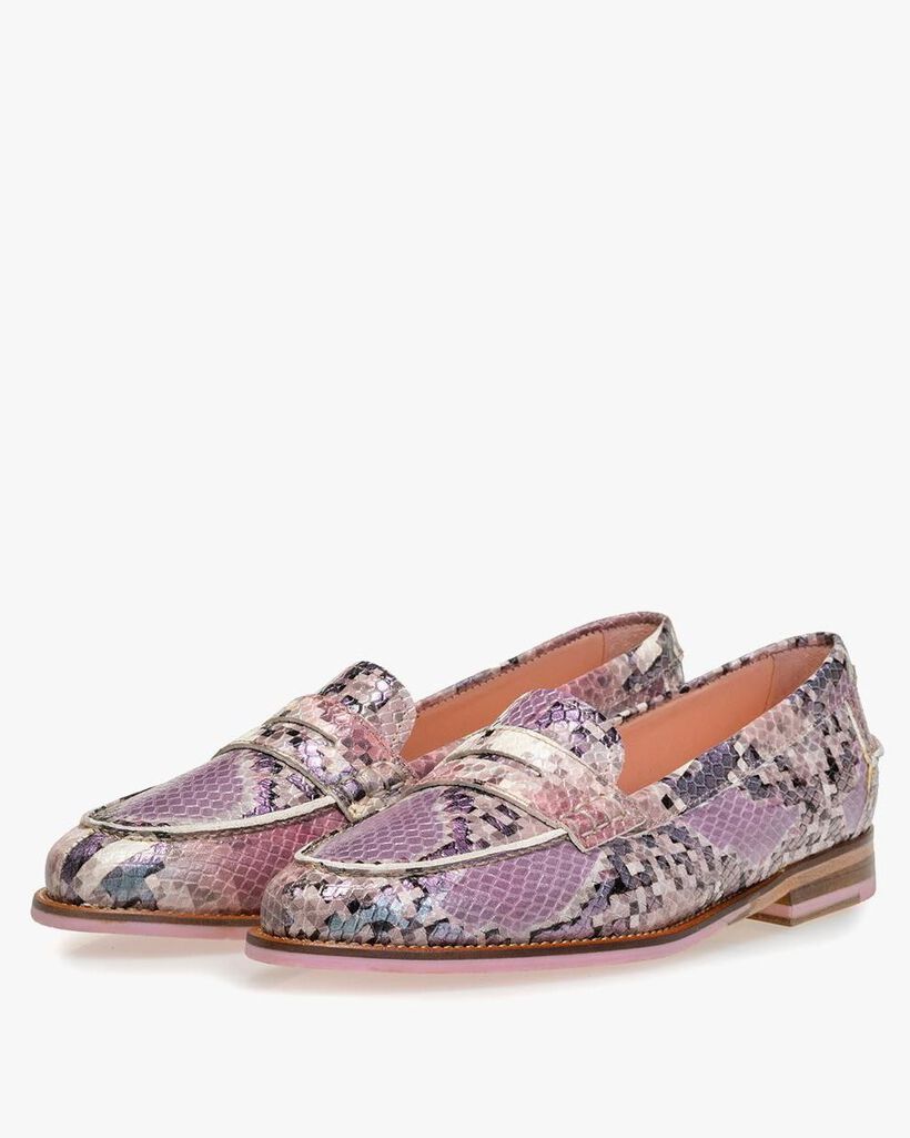 Loafer geprint leer roze