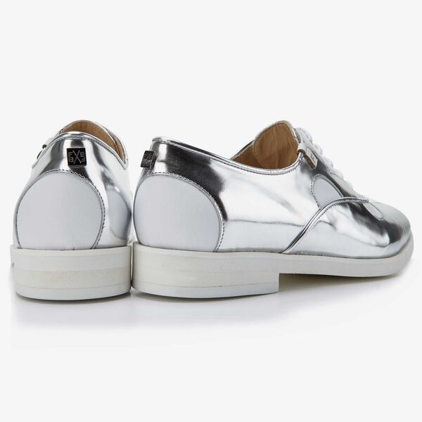 Floris van Bommel silver mirror leather women's lace-up shoe