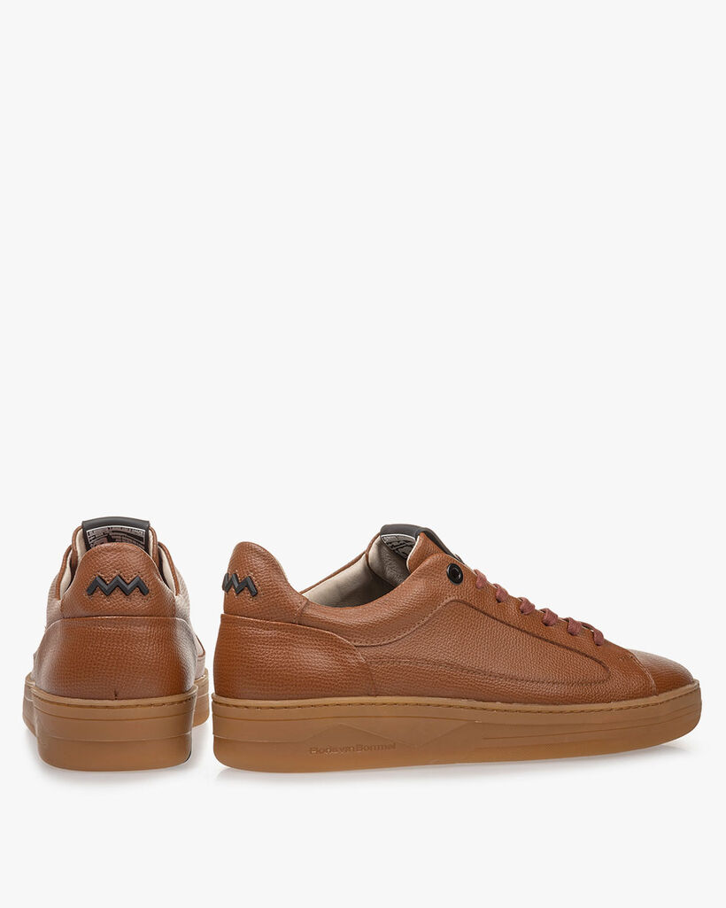 Sneaker leather print cognac