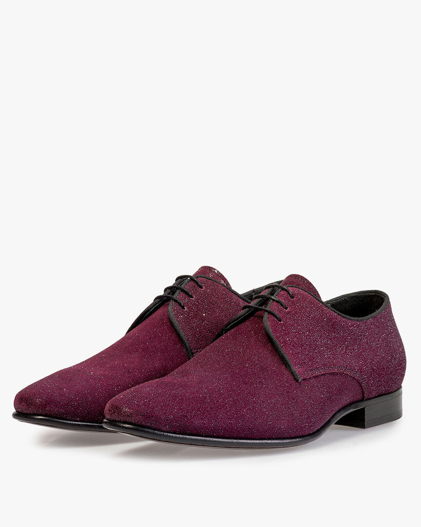 Lace shoe suede bordeaux red