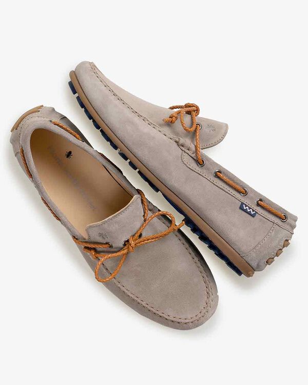 Moccasin suede leather sand-coloured