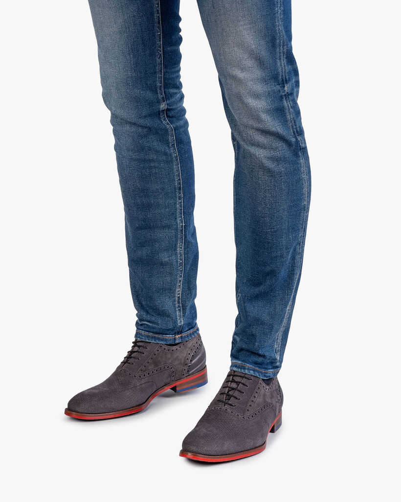 Lace shoe dark grey with print