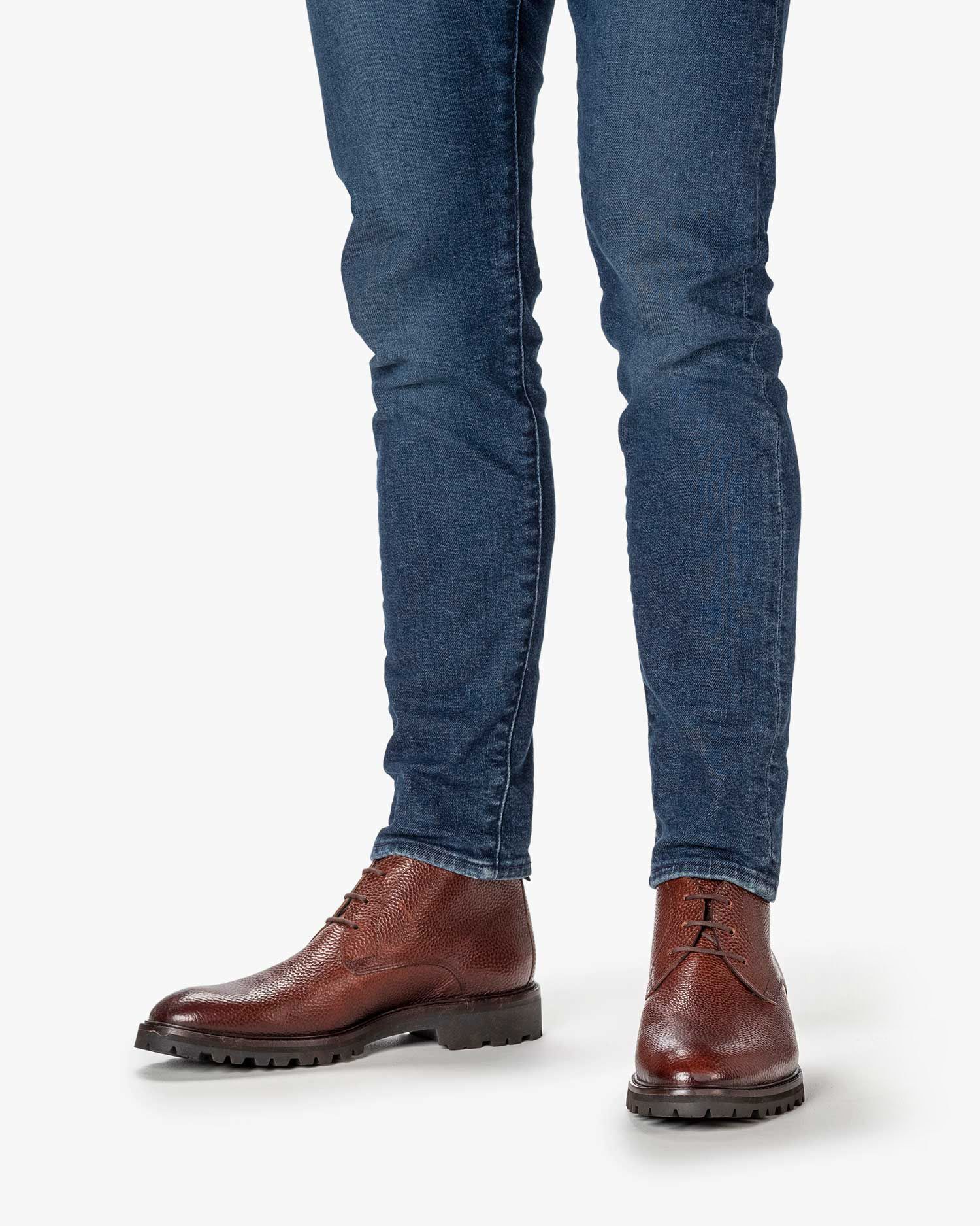 Veterboot geprint leer cognac SFM-50082-23-02 | Floris van Bommel®