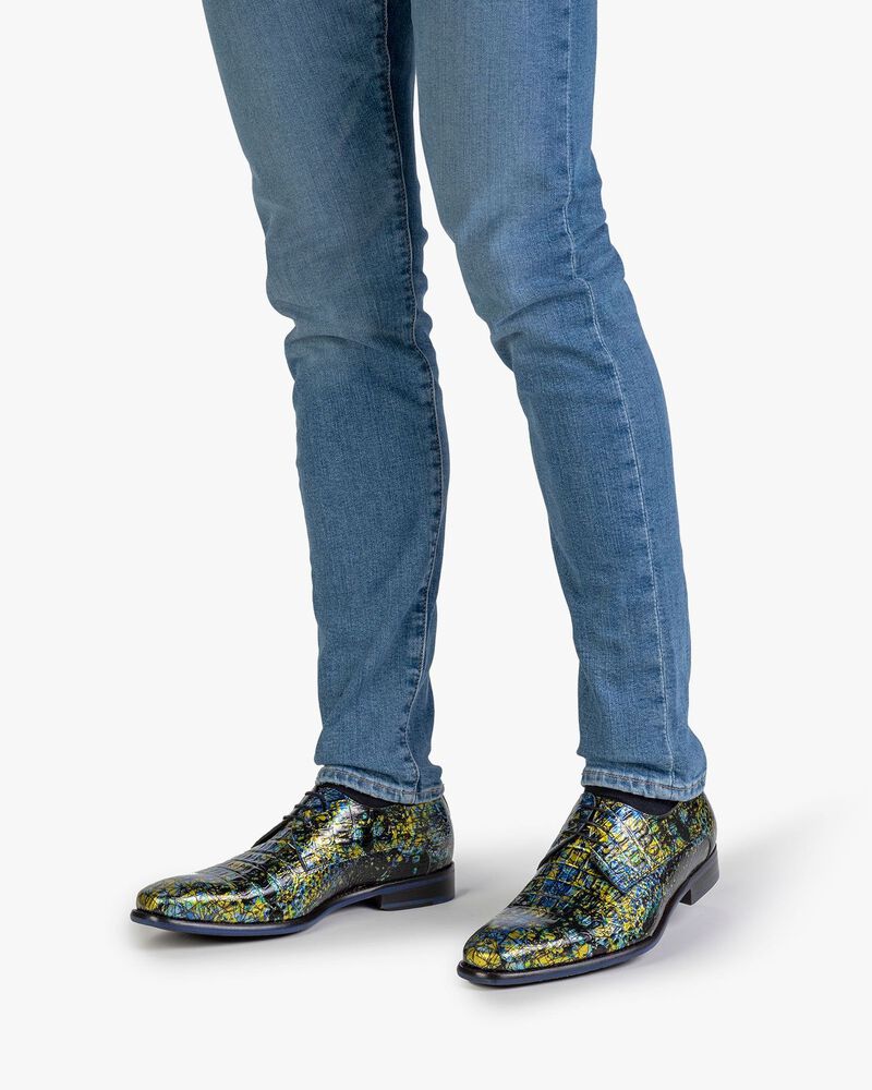 Veterschoen met print geel