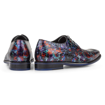 Veterschoen met print blauw