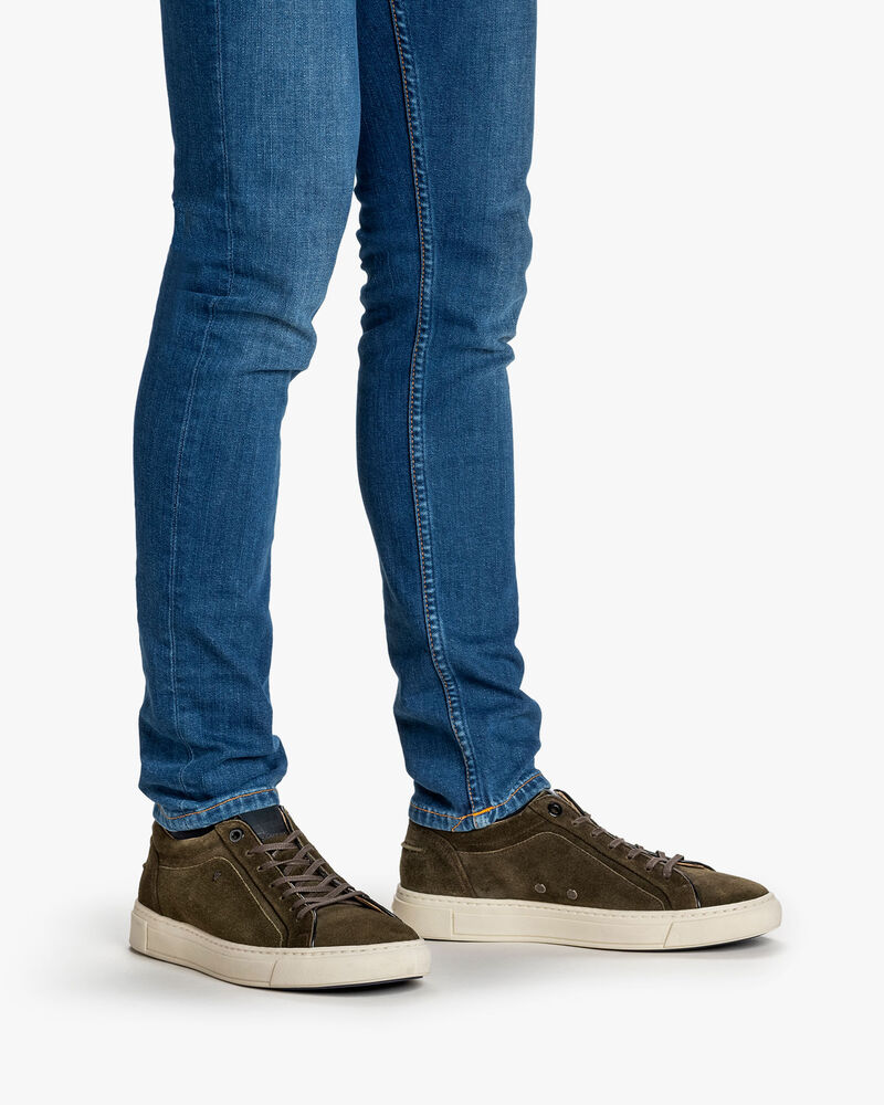 Sneaker su&egrave;de donkergroen