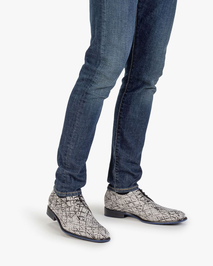 Veterschoen zwart/wit leer