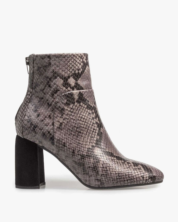 Grey ankle boot snake print