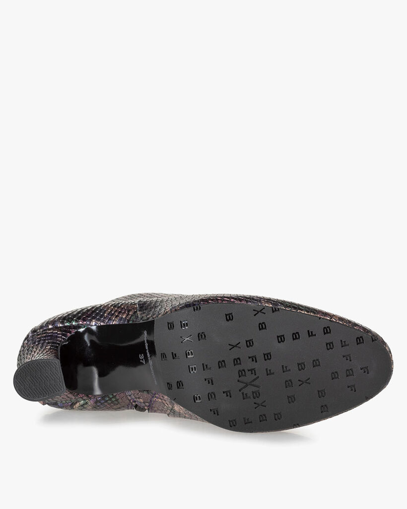 Ankle boot metallic print pink