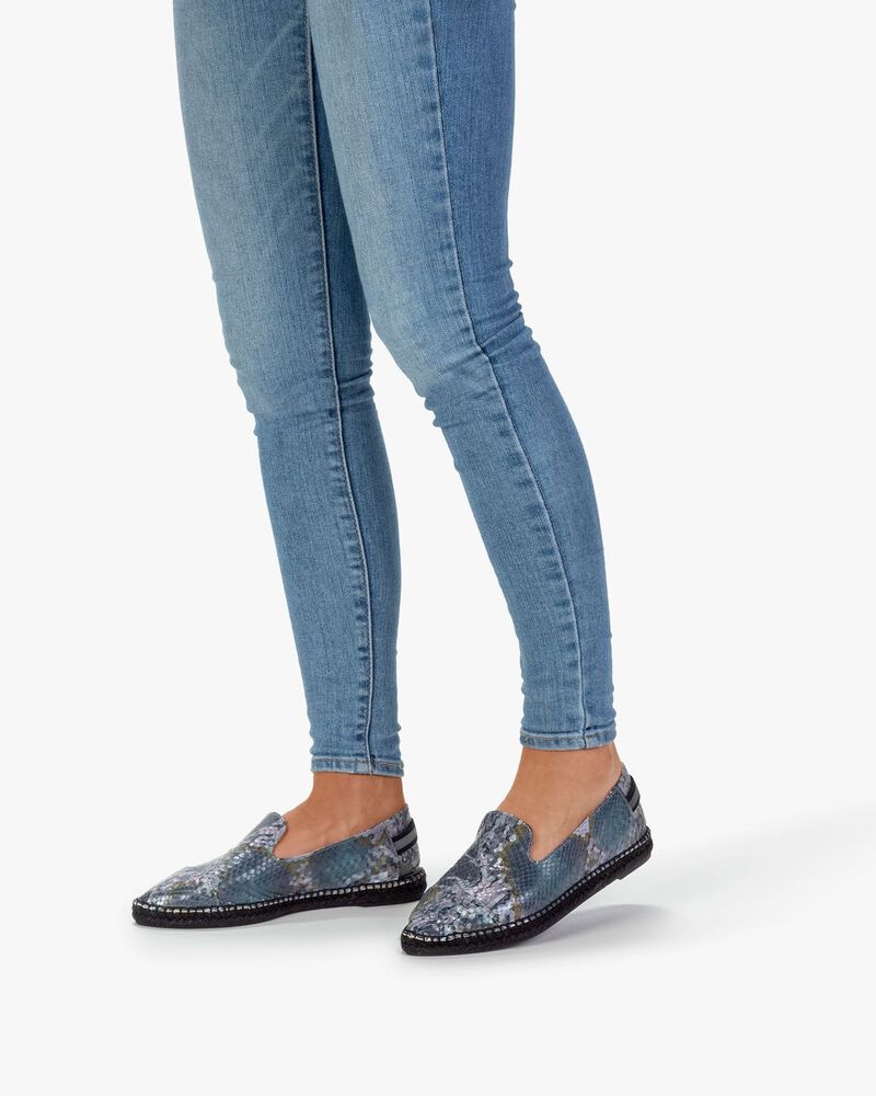 Espadrille geprint leer blauw