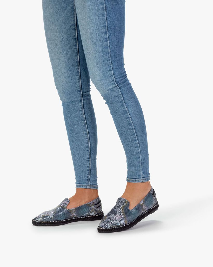 Espadrille geprint leer blauw