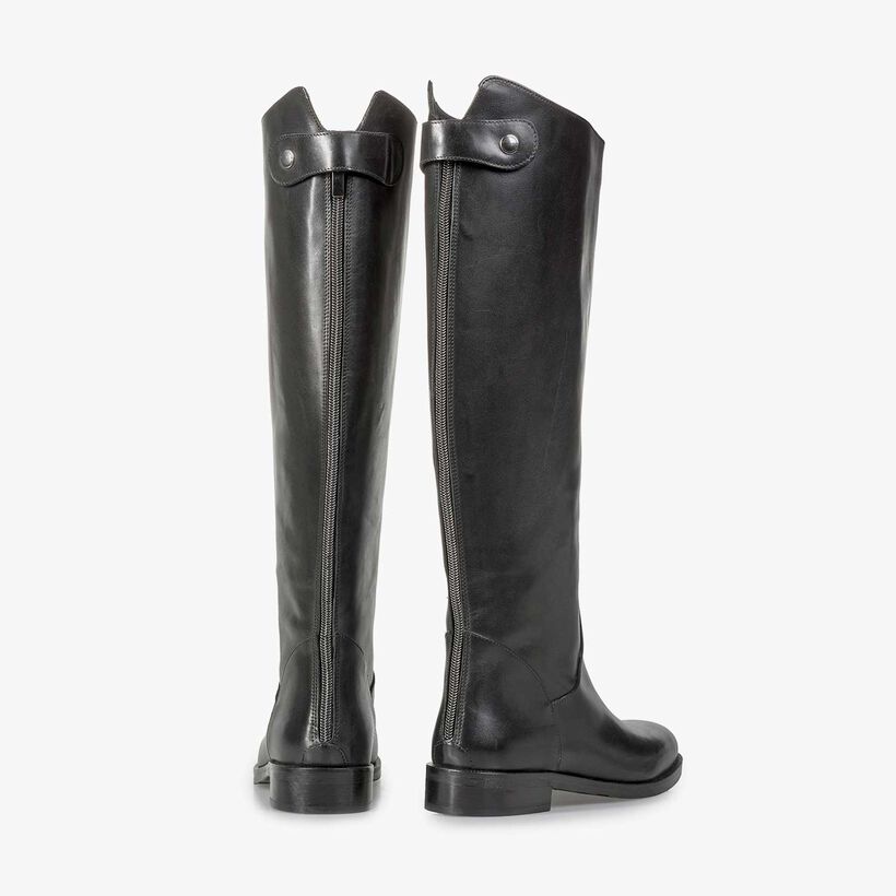 Black calf leather high boots