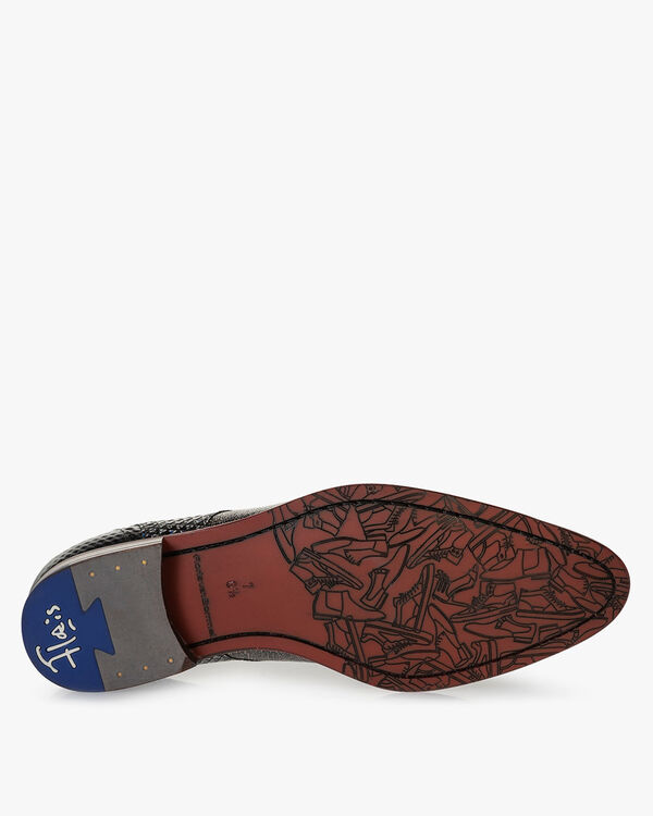 Lace shoe printed leather taupe