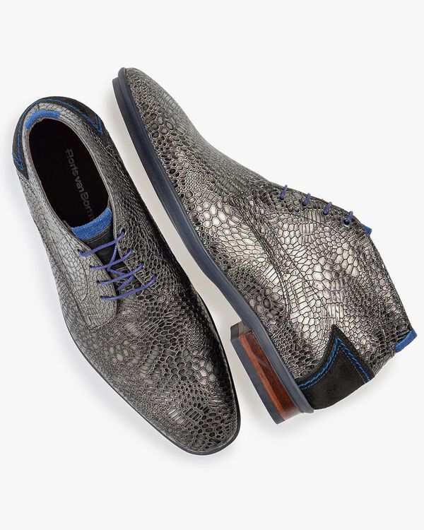 Lace boot with print grey