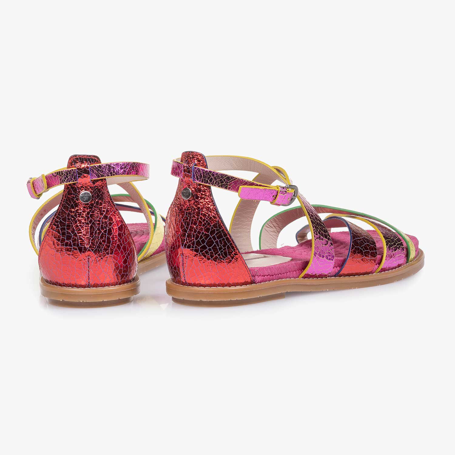 Metallic leren sandaal roze/rood 85917/01 | Floris van Bommel®
