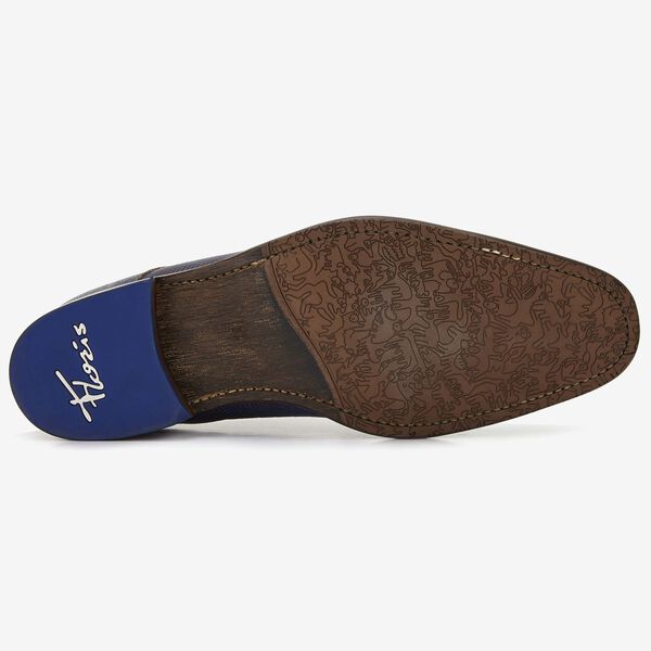 Floris van Bommel cognac coloured lizard print men's lace-up shoe