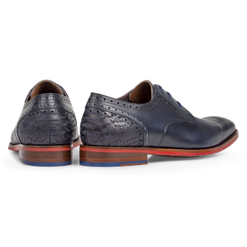 Lace shoe calf leather blue