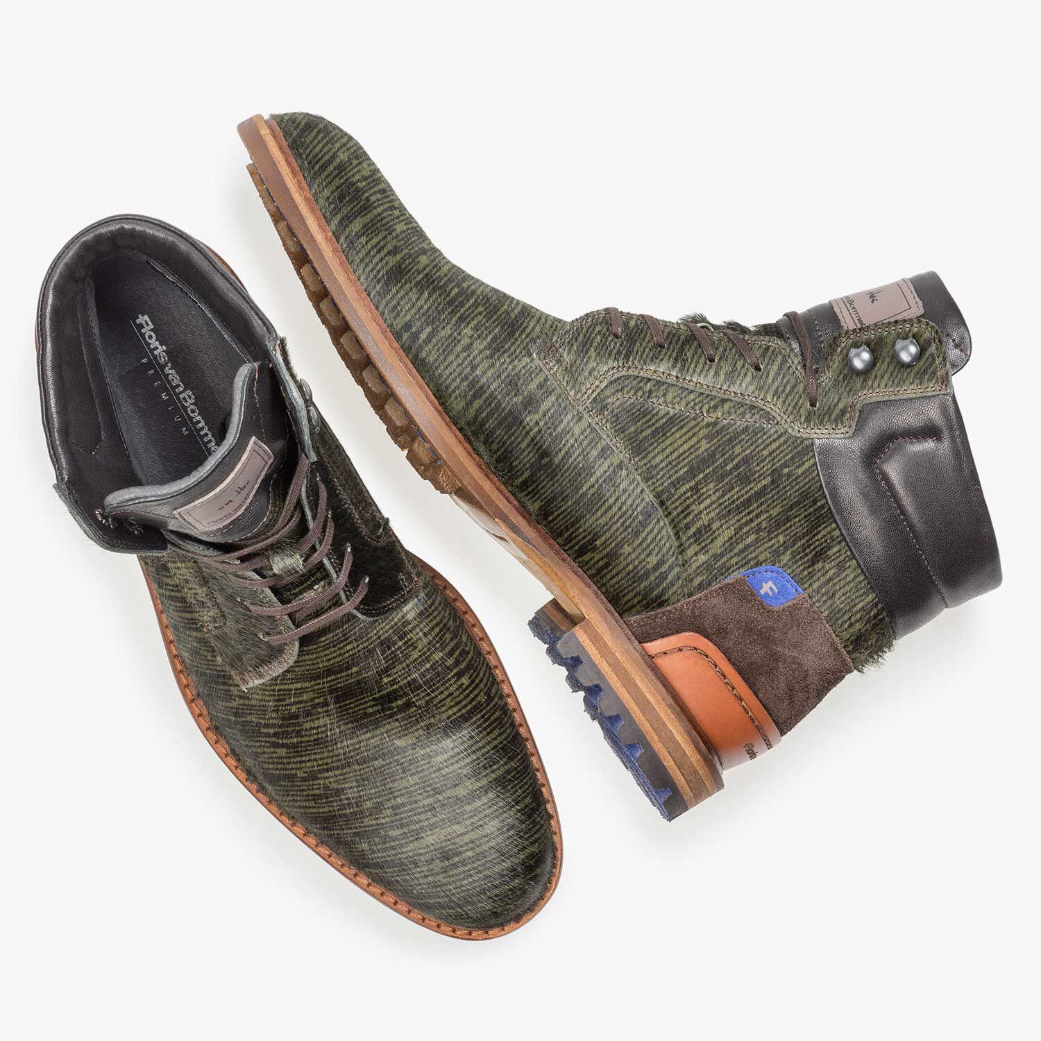 Green Premium pony hair lace boot 10641 00 Floris van Bommel Official