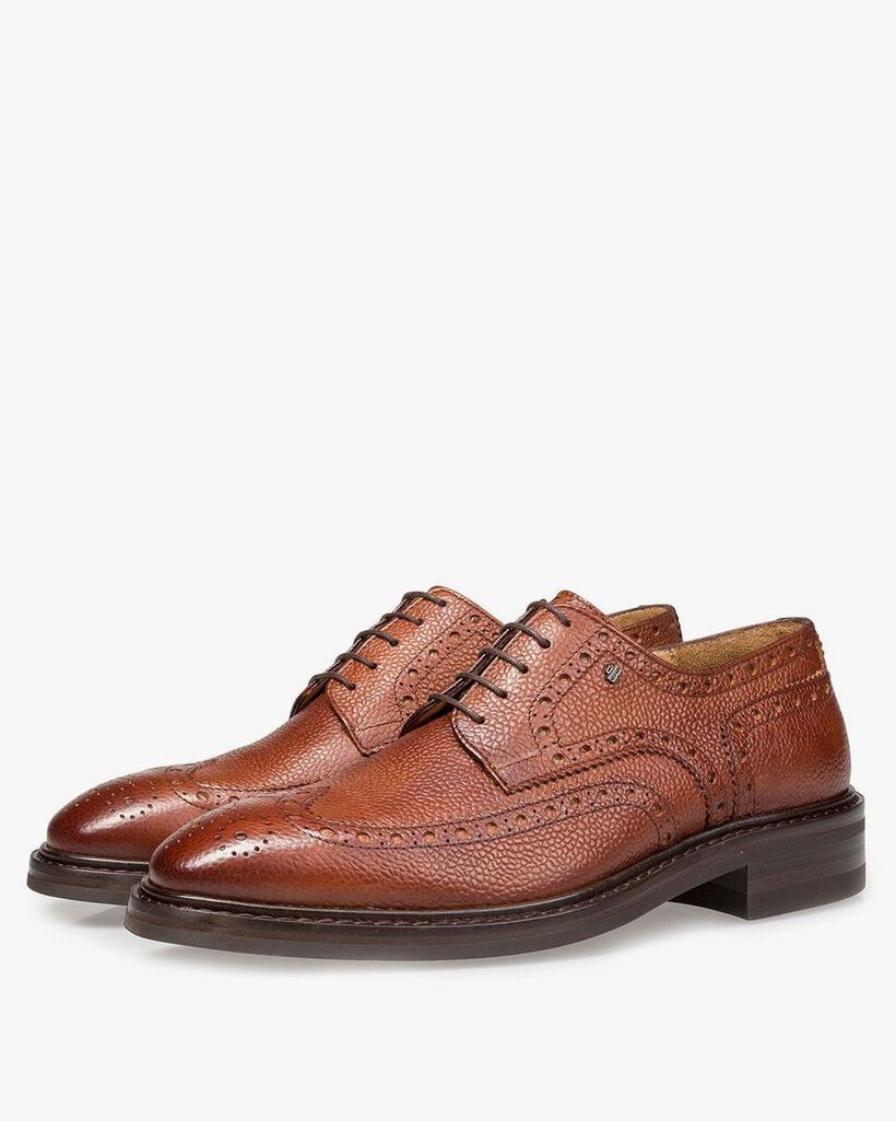 Leren brogue veterschoen cognac