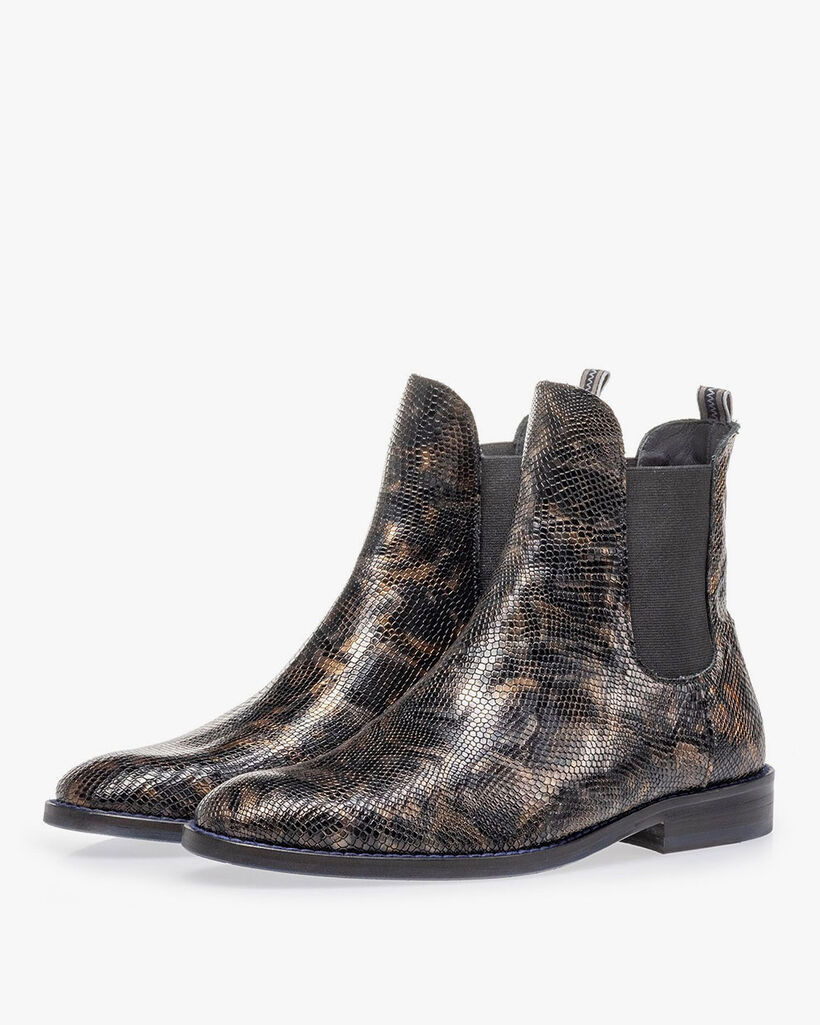 Chelsea boot crocoprint koper
