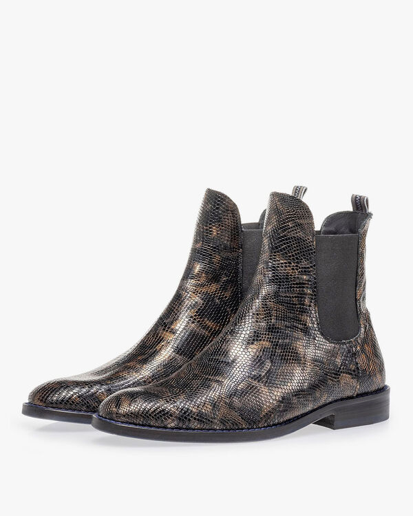 Chelsea boot crocoprint koper