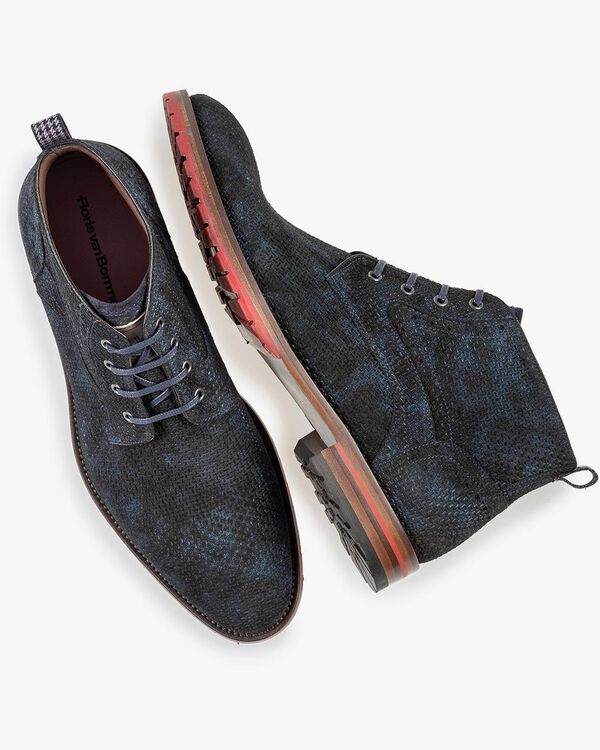 Lace boot blue with print