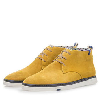 Yellow suede leather lace boot