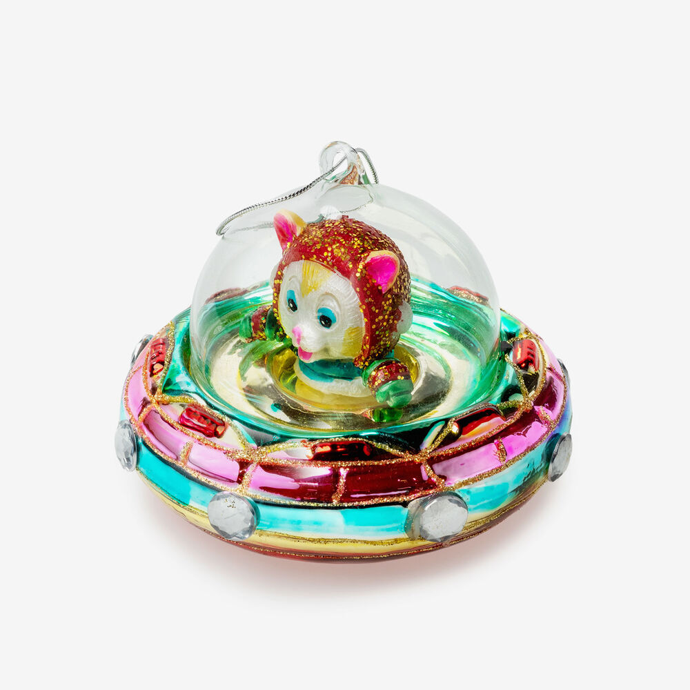 Kerstbal kat in ruimteschip